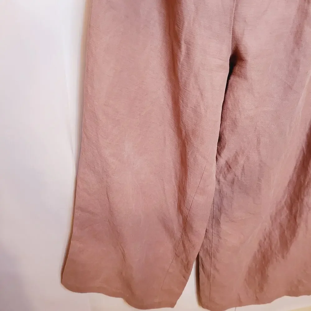 Aritzia Wilfred linen wrap tie brown wide leg jumpsuit Size 2 Boho Minimal